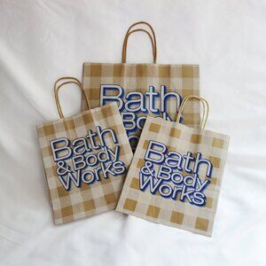 Bath & Body Works 3-Pack Brown Paper Shopping Bags M/S NEW